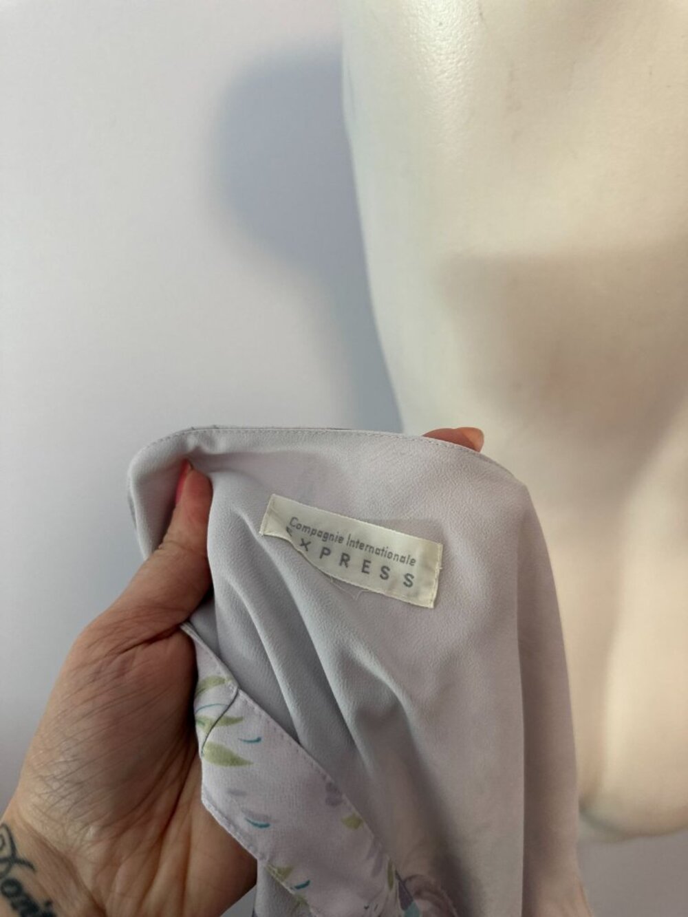 Vintage 90s Lavender Slinky Dress Floral Bias Cut Whimsigoth Practical Magic L - Picture 7 of 7